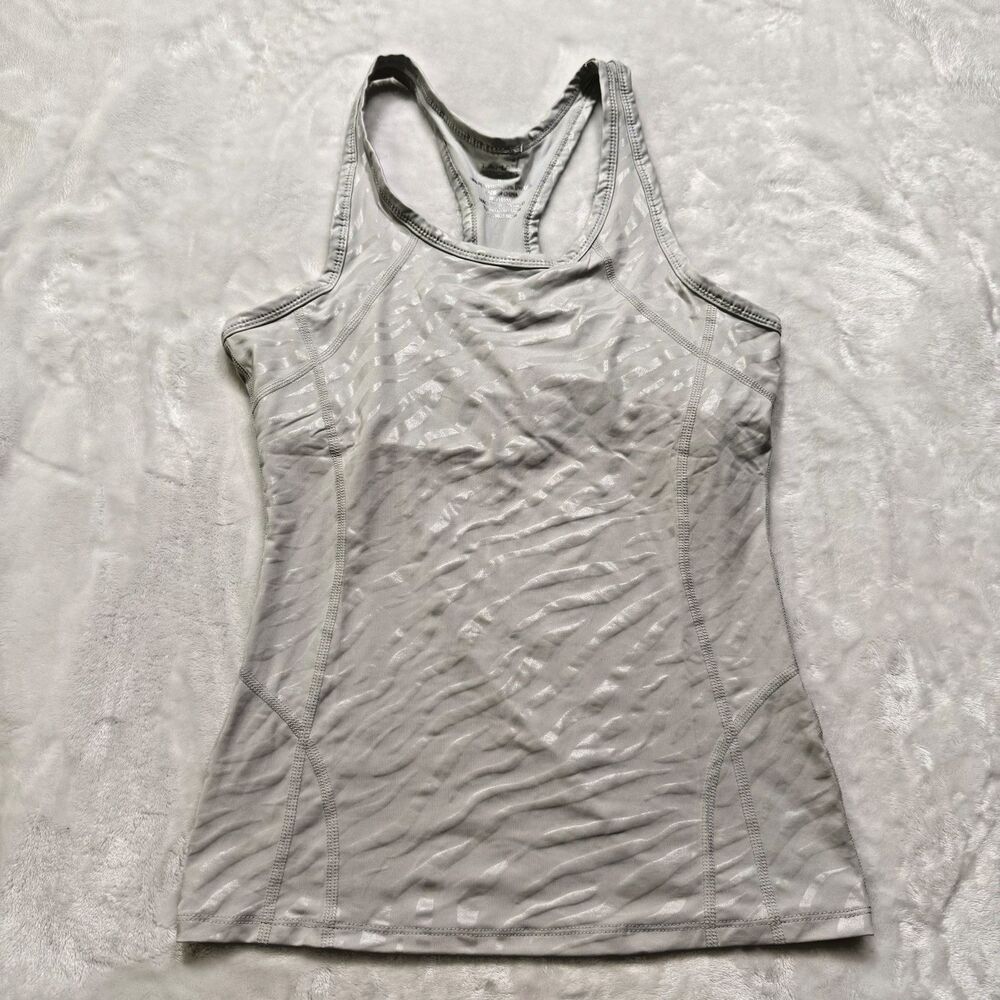 Tahari Sport Womens Gray Animal Print Racerback Tank - M Stretch